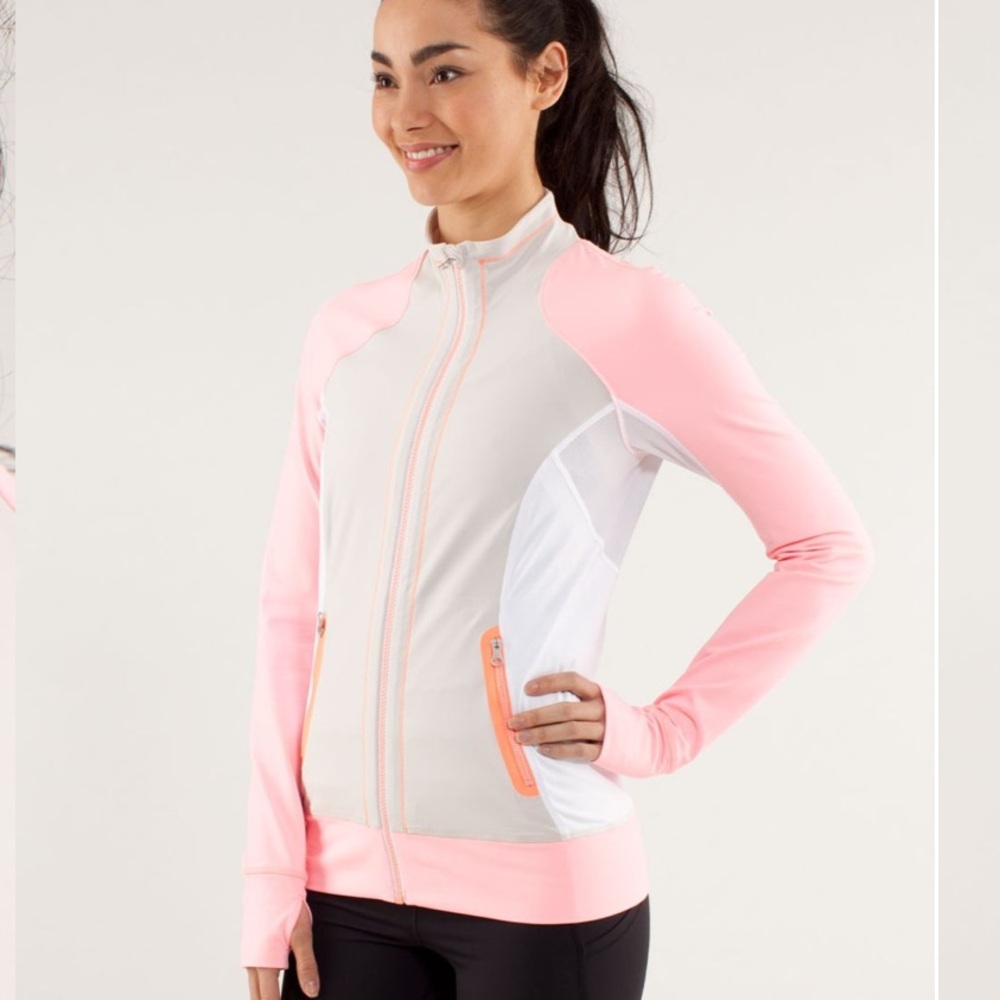 lululemon athletica Pink & White Full-Zip Athletic Jacket